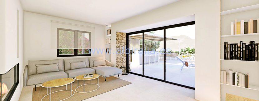 Long term rent villa Albir acces to the garden from the living
