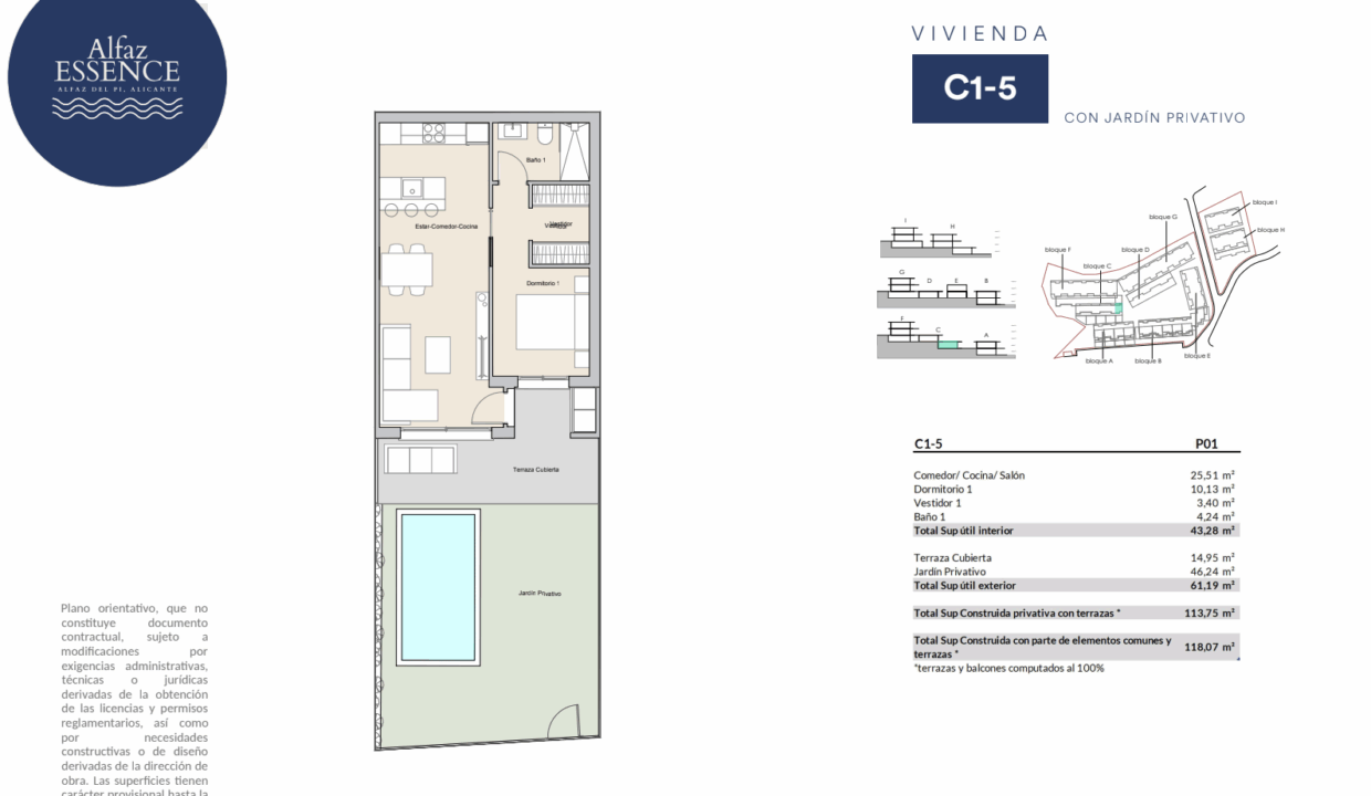 1 bedroom apartment new buldt complex in Alicante Costa Blanca